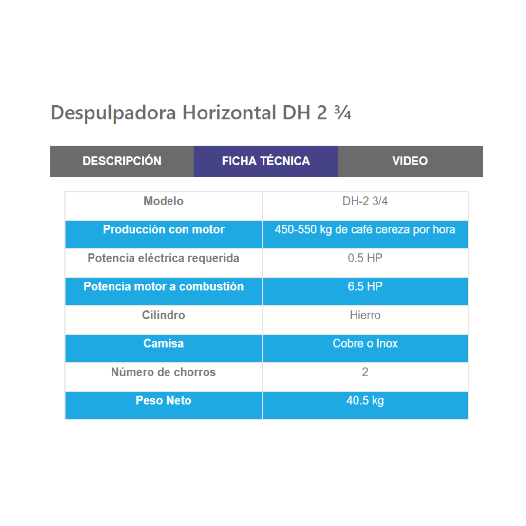 Despulpadora Peganos DH 2 3/4